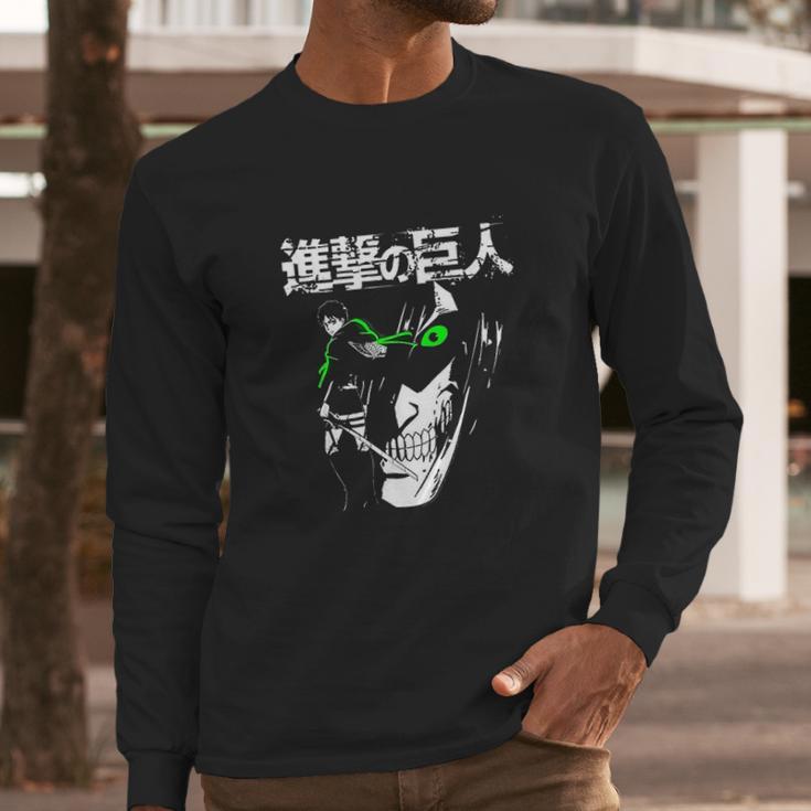 Attack On Titan Eren Jaeger Glow Long Sleeve T-Shirt Gifts for Him