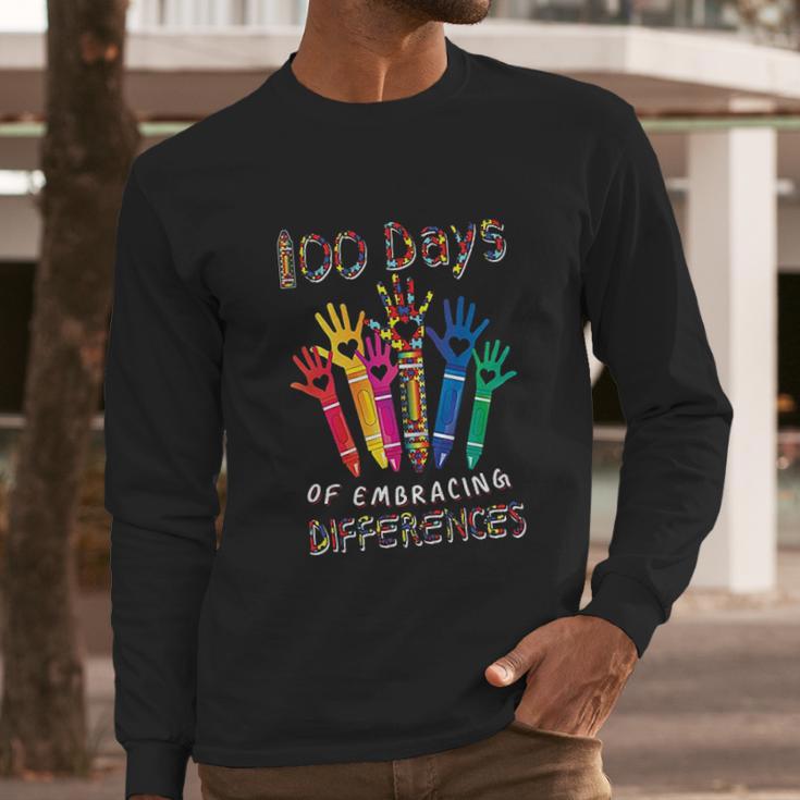 Autism Awareness Embrace Differences 100 Days Of School Iep Long Sleeve T-Shirt Gifts for Him