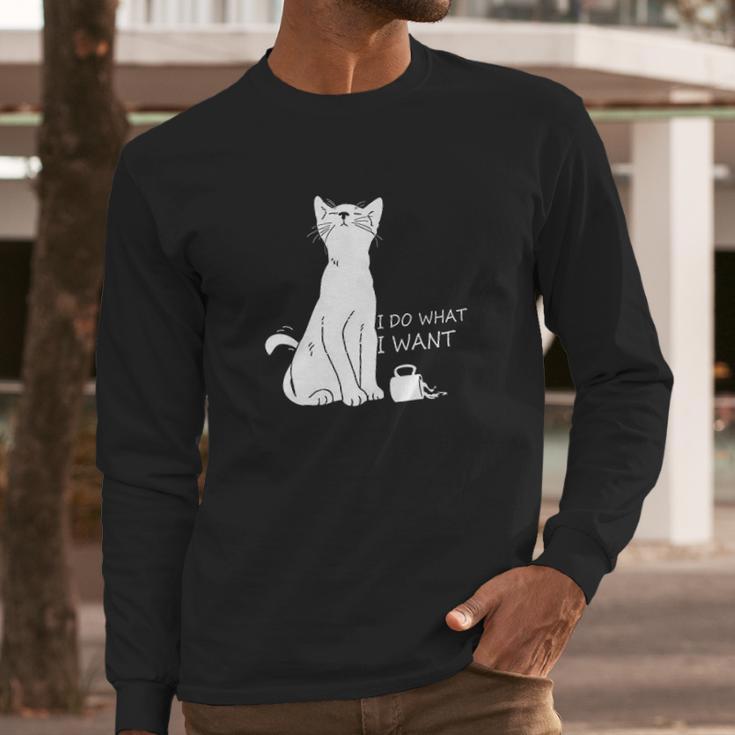 Hisayhe Funny Cat Do What I Want Cat Personality Graphic Long Sleeve T-Shirt Gifts for Him