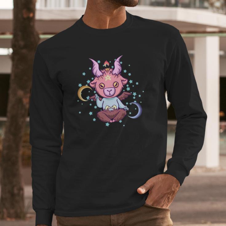 Baby Baphomet Kawaii Pastel Goth Emo Nu Goth Baphomet Long Sleeve T-Shirt Gifts for Him