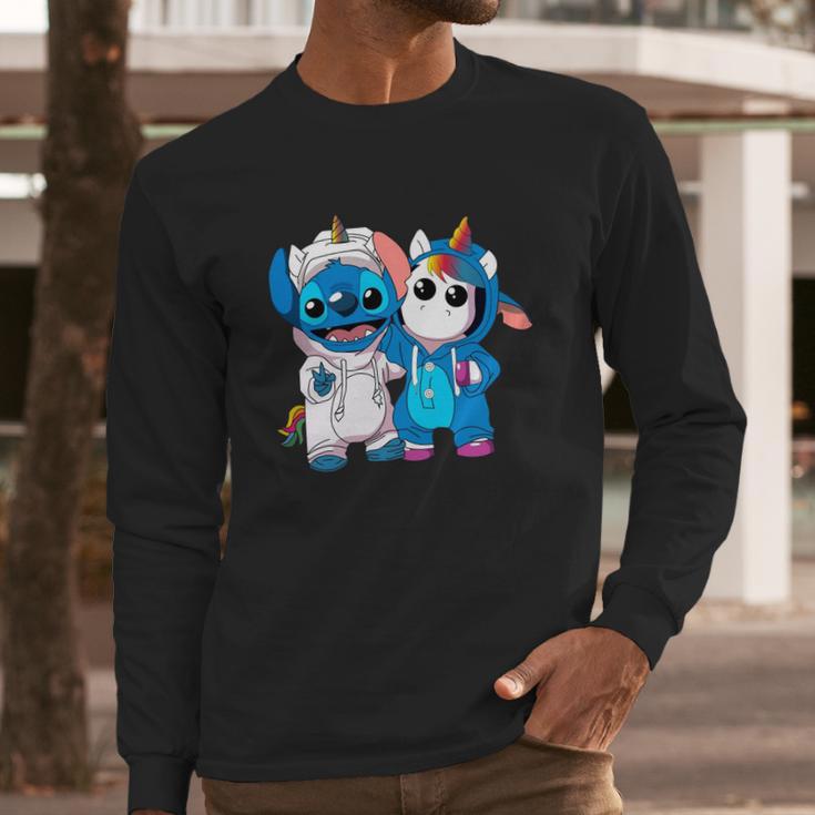 Baby Unicorn And Stitch Long Sleeve T-Shirt Gifts for Him