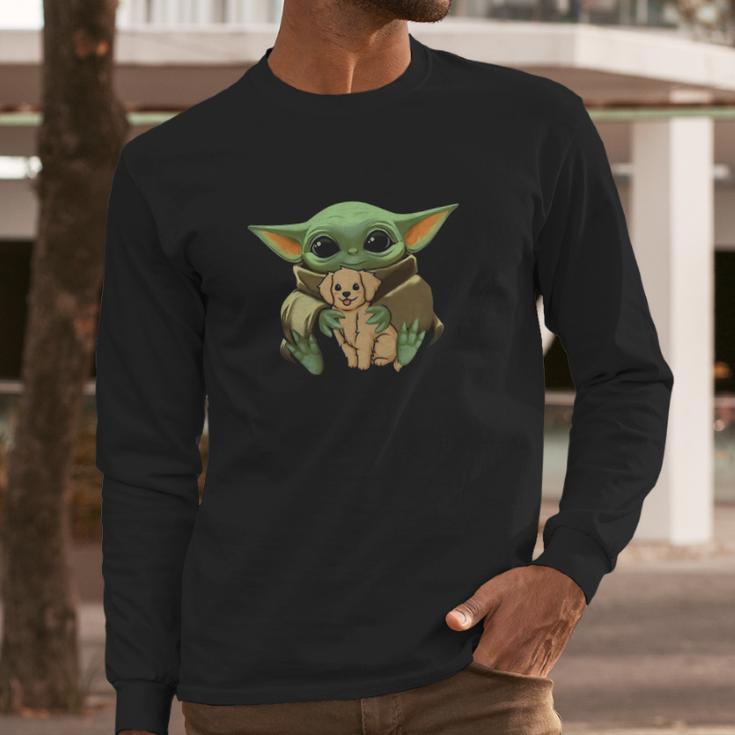 Baby Yoda Hug Golden Retriever Long Sleeve T-Shirt Gifts for Him