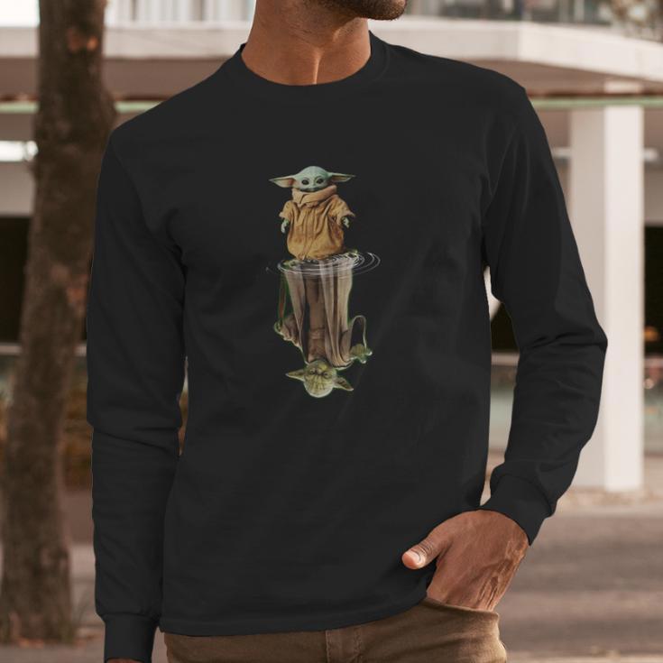 Baby Yoda And Master Yoda Water Reflection Shirt Long Sleeve T-Shirt Gifts for Him