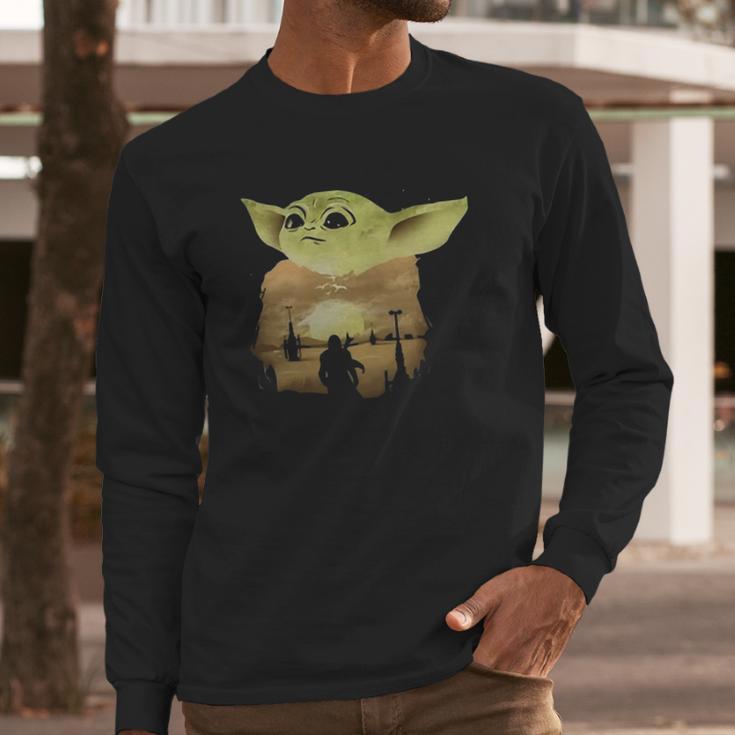 Baby Yoda Sunset Shirt Long Sleeve T-Shirt Gifts for Him