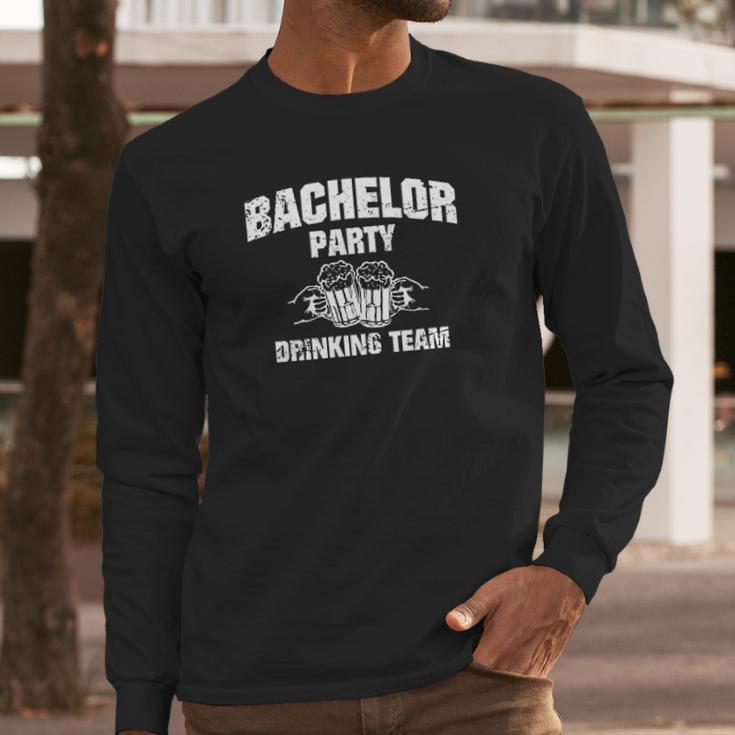 Bachelor Party Drinking Team Funny Stag Gift Long Sleeve T-Shirt Gifts for Him