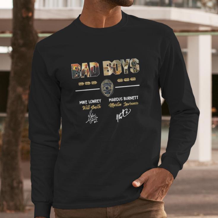 Bad Boys Movie Lovers Mike Lowrey Marcus Burnett Will Smith Martin Lawrence Signatures Long Sleeve T-Shirt Gifts for Him