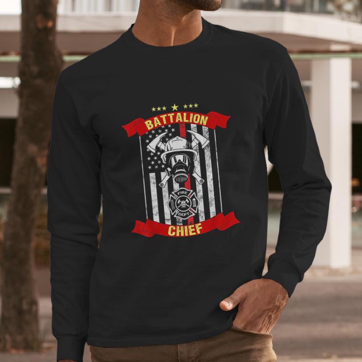 Battalion Chief American Firefighter Fireman Hero Gift Long Sleeve T-Shirt Gifts for Him