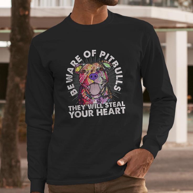 Beware Of Pit Bulls They Will Steal Your Heart Long Sleeve T-Shirt Gifts for Him