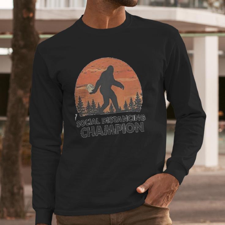 Bigfoot Social Distancing Long Sleeve T-Shirt Gifts for Him