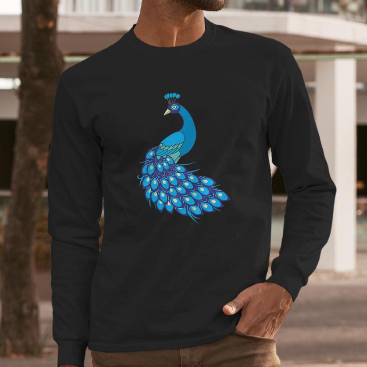 Blue Peacock Animal Peacock Long Sleeve T-Shirt Gifts for Him