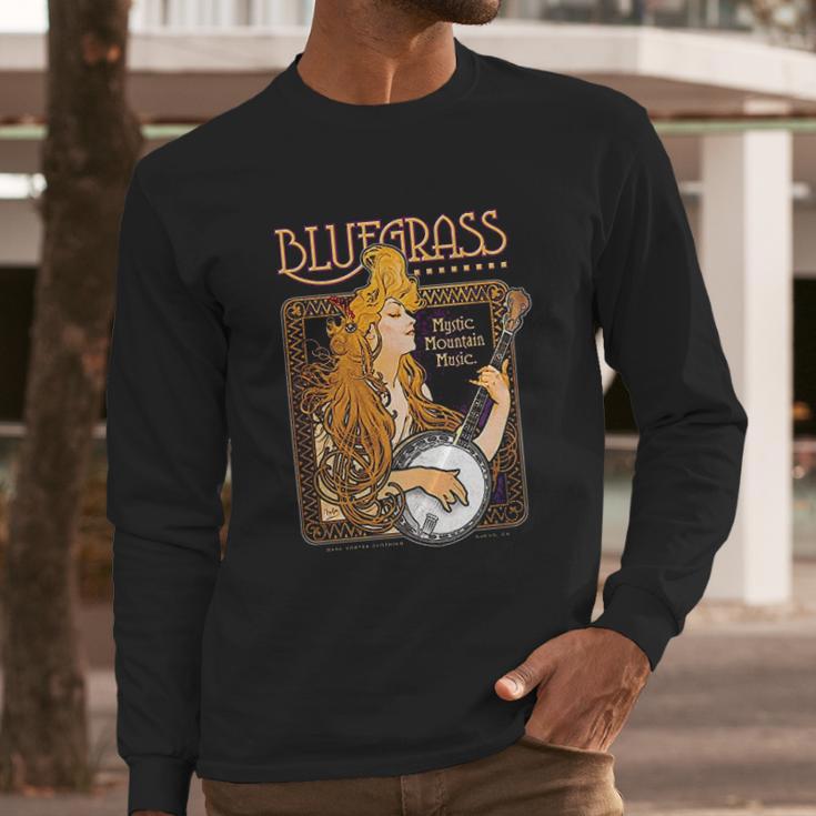 Bluegrass Alphonse Mucha Inspired Illustration Long Sleeve T-Shirt Gifts for Him