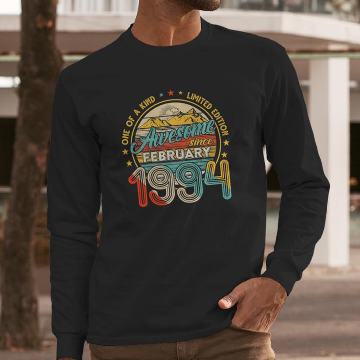 Born In February 1994 27Th Birthday Gift Retro 27 Years Old Long Sleeve T-Shirt Gifts for Him