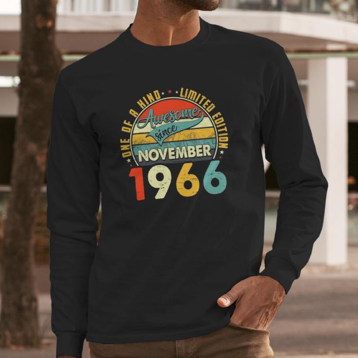 Born In November 1966 55Th Birthday Gift Retro 55 Years Old Long Sleeve T-Shirt Gifts for Him