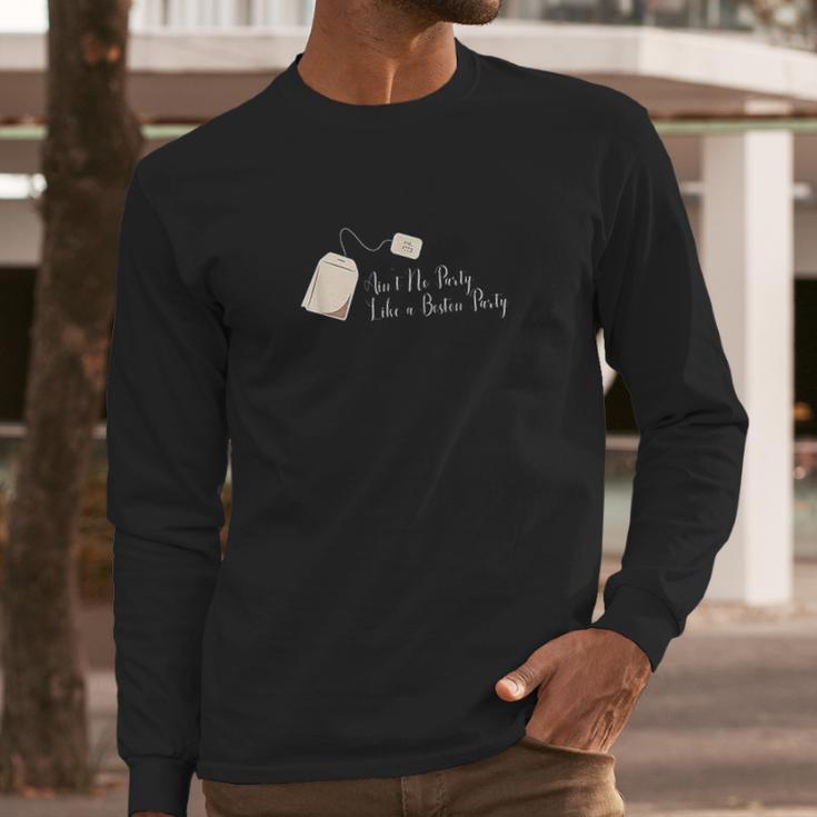 Boston Tea Party Pun Funny Politics History Teabag Long Sleeve T-Shirt Gifts for Him