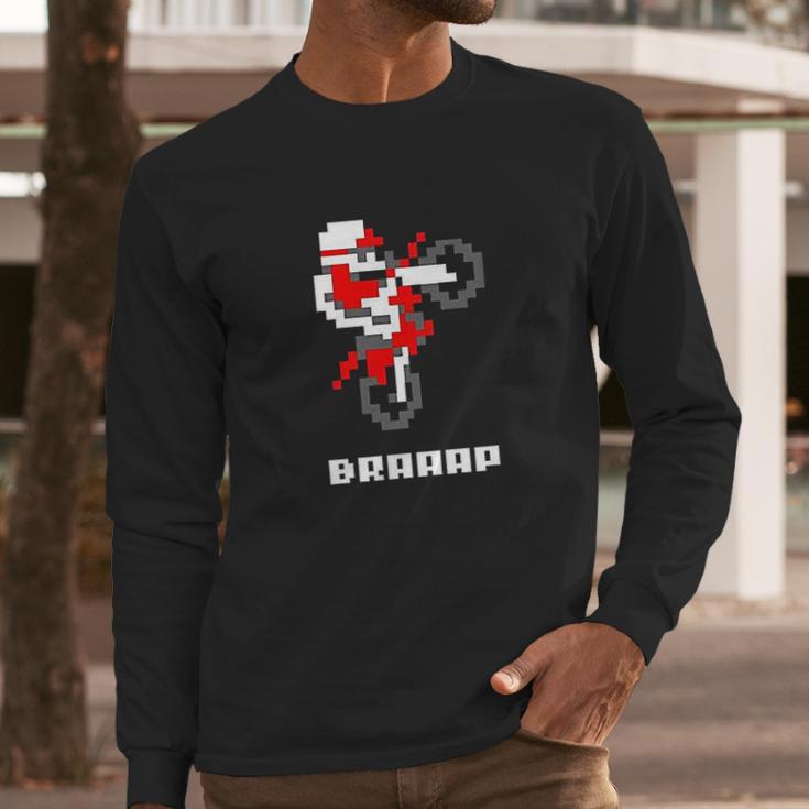 Braaap Dirt Bike Retro 8 Bit Video Game Gamer Long Sleeve T-Shirt Gifts for Him