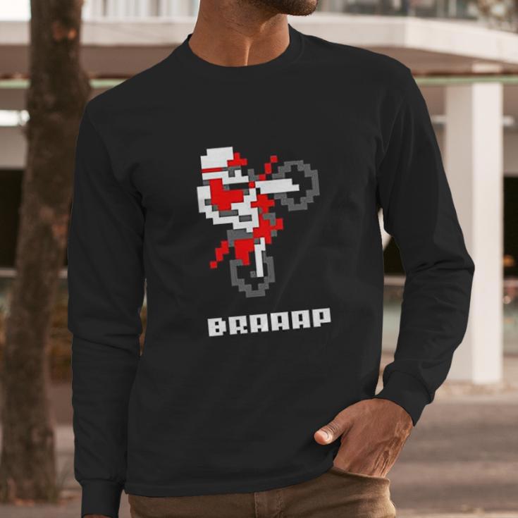 Braaap Dirt Bike Retro 8 Bit Video Game Gamer Graphic Long Sleeve T-Shirt Gifts for Him