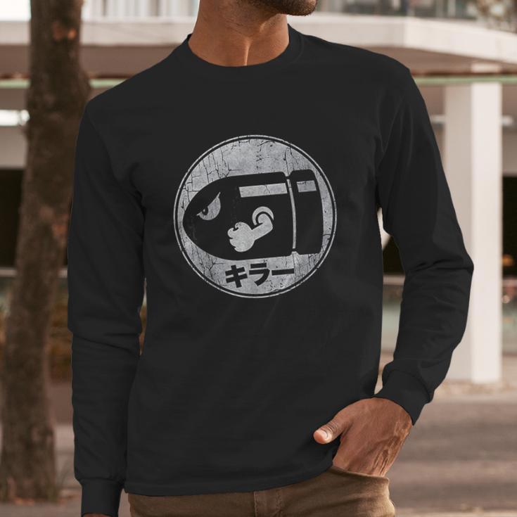 Bullet Bill Distressed Kanji Logo Long Sleeve T-Shirt Gifts for Him