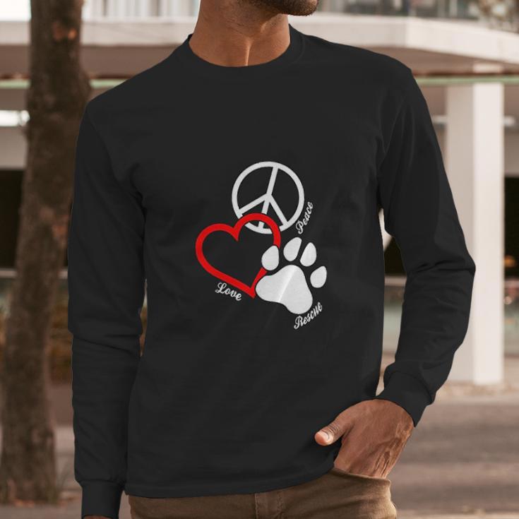 Canine Pet Rescue Cpr Peace Love Rescue With Pawprint Dog Puppy Long Sleeve T-Shirt Gifts for Him