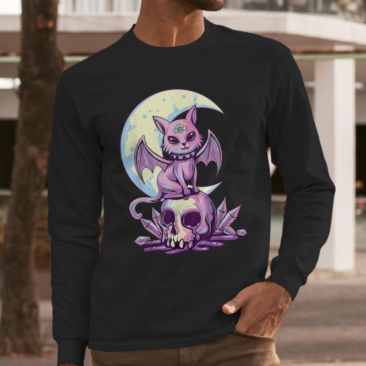 Cat Pastel Goth Moon Kawaii Halloween Skull Purple Witch Long Sleeve T-Shirt Gifts for Him