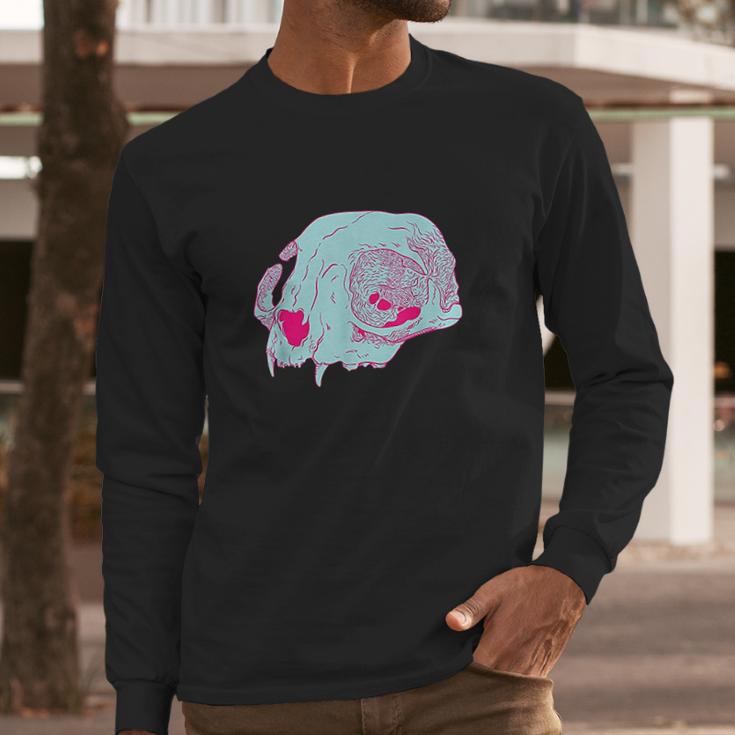 Cat Skull I Pastel Goth Soft Grunge Hipster Creepy Cute Long Sleeve T-Shirt Gifts for Him