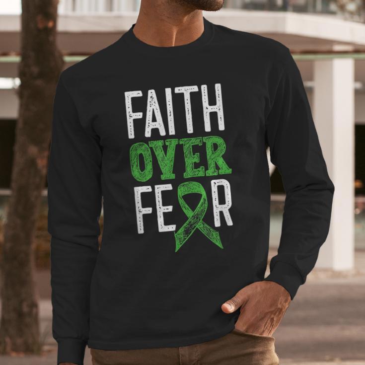 Cerebral Palsy Awareness Month Faith Over Fear Brain Damage Long Sleeve T-Shirt Gifts for Him