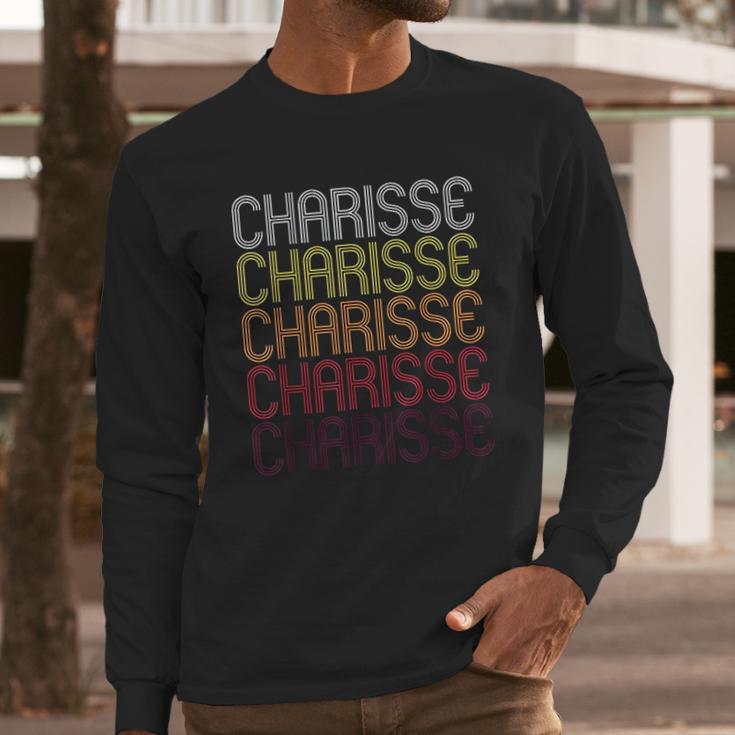 Charisse Retro Wordmark Patter Vintage Style Long Sleeve T-Shirt Gifts for Him