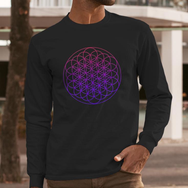 Cool Sacred Geometry Geometric Repeating Circles Trippy Yoga Long Sleeve T-Shirt Gifts for Him