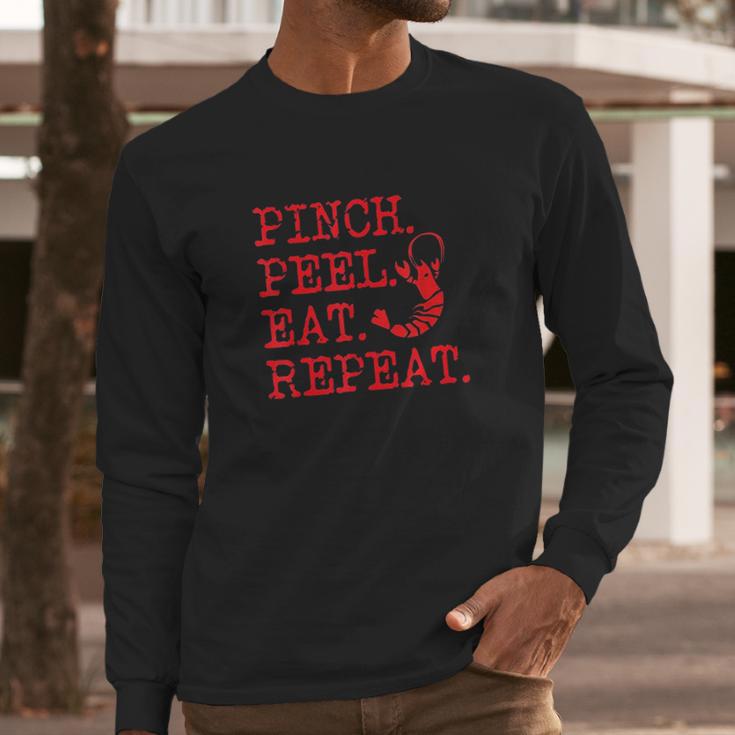 Crawfish Pinch Peel Eat Repeat Crawfish Boil Long Sleeve T-Shirt Gifts for Him