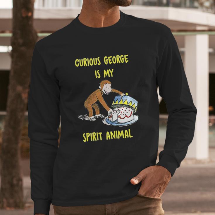 Curious George My Spirit Animal Eating Cake Long Sleeve T-Shirt Gifts for Him