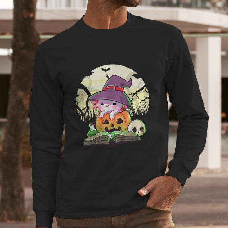 Cute Axolotl Halloween Costume Pumpkin Pastel Goth Long Sleeve T-Shirt Gifts for Him