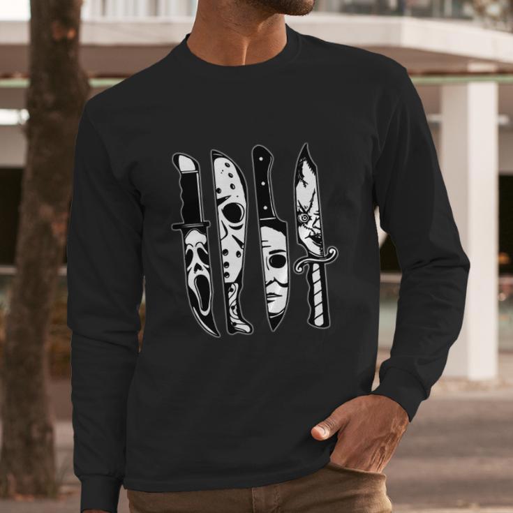 Cute Halloween Funny Halloween Day Knives Machete Horror Movies Halloween Long Sleeve T-Shirt Gifts for Him