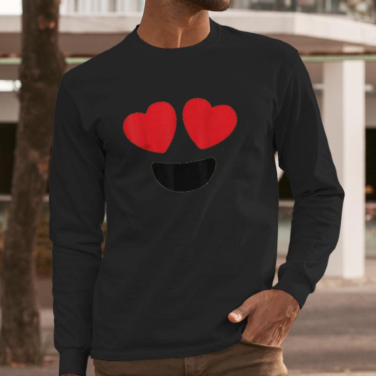 Cute Heart Eyes Emoji Face Halloween Costume Love Long Sleeve T-Shirt Gifts for Him