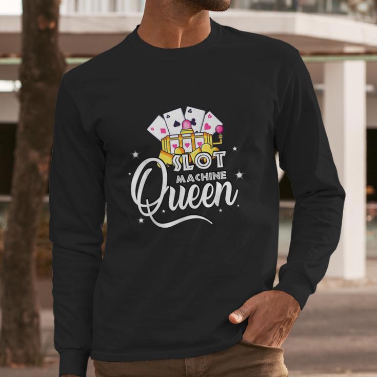 Cute Slot Machine Queen Funny Casino Gambling Long Sleeve T-Shirt Gifts for Him