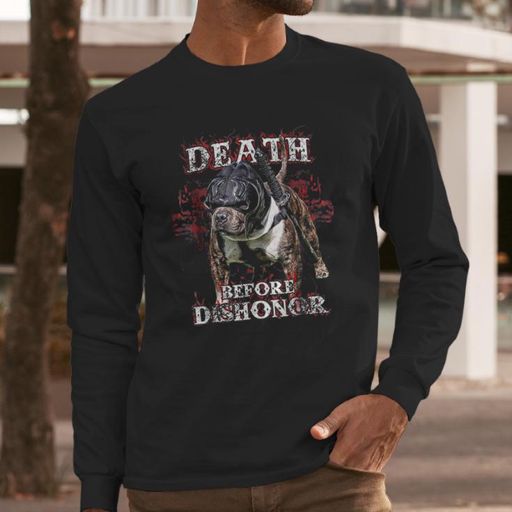 Death Before Dishonor Samurai Paco American Bully Long Sleeve T-Shirt Gifts for Him