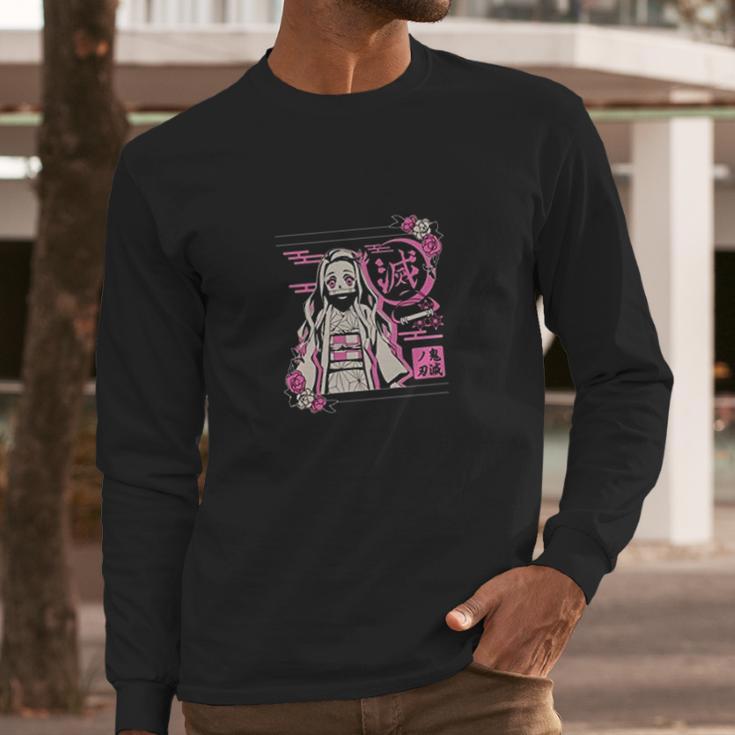 Demon Slayer Graphic In Pink Long Sleeve T-Shirt Gifts for Him