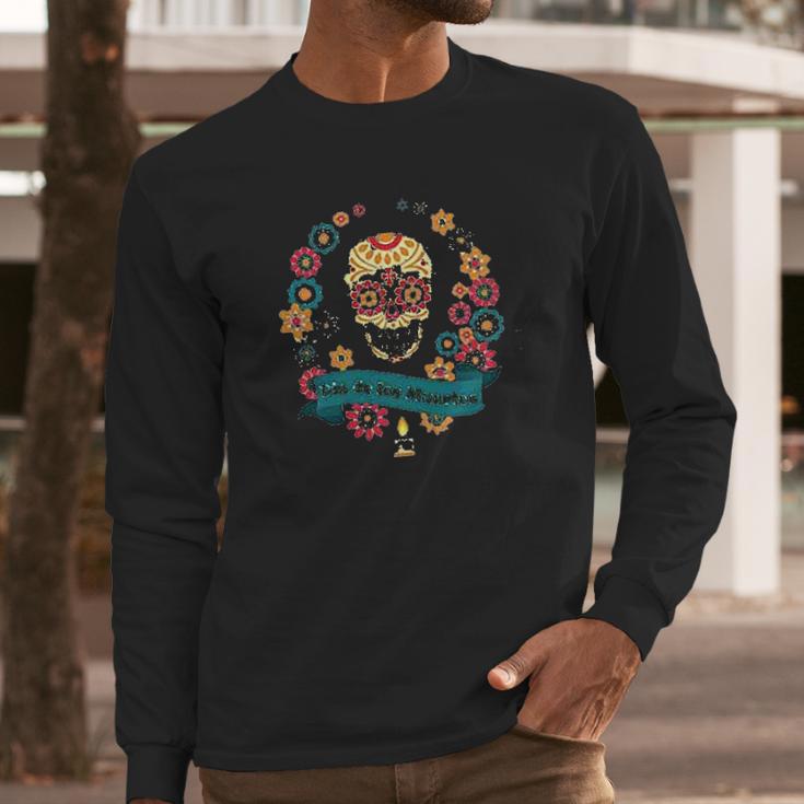 Dia De Los Muertos Sugar Skull Day Of The Dead Raglan Baseball Long Sleeve T-Shirt Gifts for Him