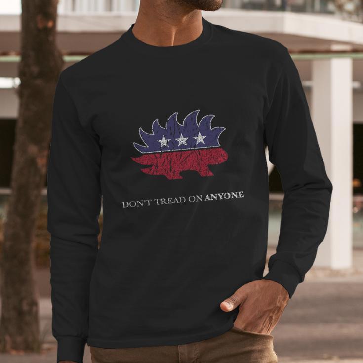 Distressed Porcupine Libertarian Shirt Long Sleeve T-Shirt Gifts for Him