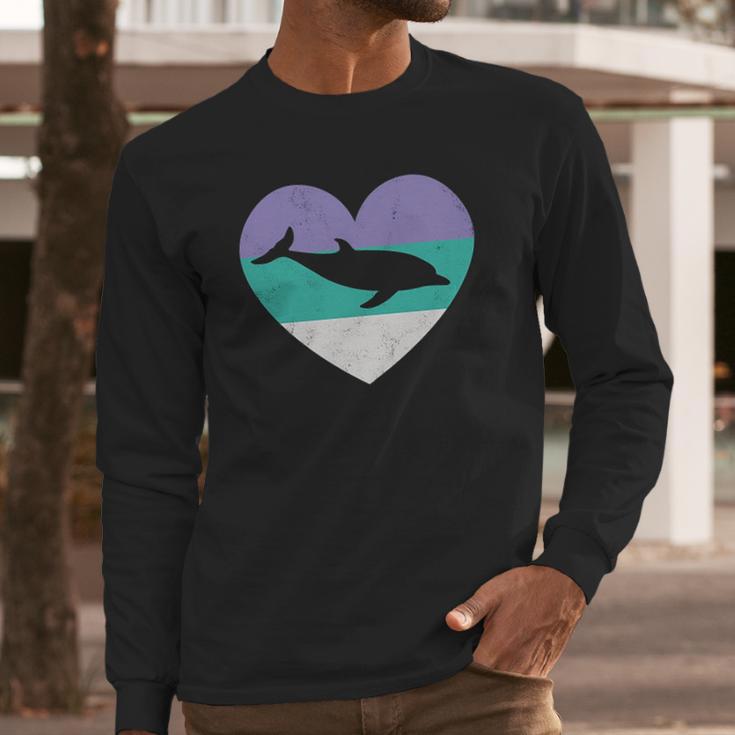 Dolphin Vintage Heart Long Sleeve T-Shirt Gifts for Him