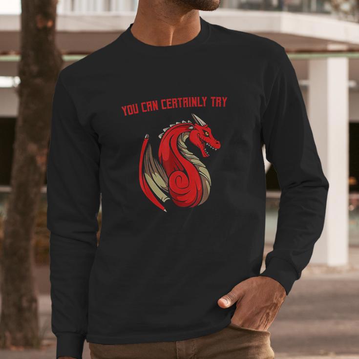 Dragon Fire You Can Certainly Try Dungeons Master Long Sleeve T-Shirt Gifts for Him