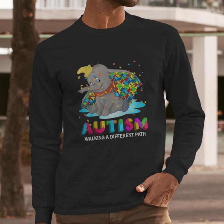 Dumbo Autism Walking A Different Path Long Sleeve T-Shirt Gifts for Him