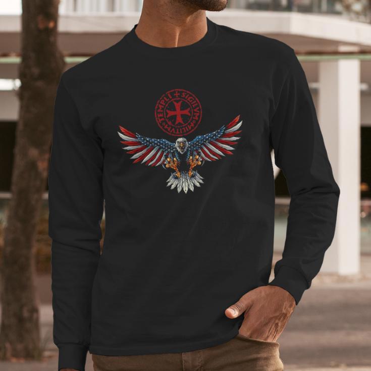 Eagle And Symbol Of Knights Templar Long Sleeve T-Shirt Gifts for Him