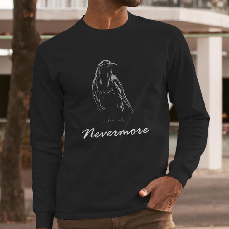 Edgar Allan Poe Gift Quoth The Raven Nevermore Long Sleeve T-Shirt Gifts for Him