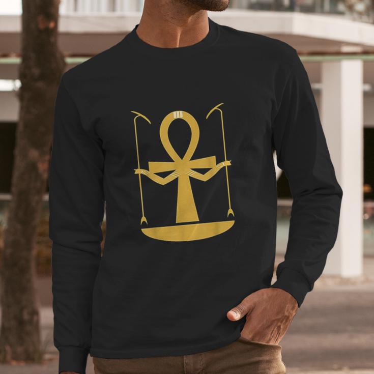 Egyptian Ankh Cross With Arms Holding Scepters Long Sleeve T-Shirt Gifts for Him