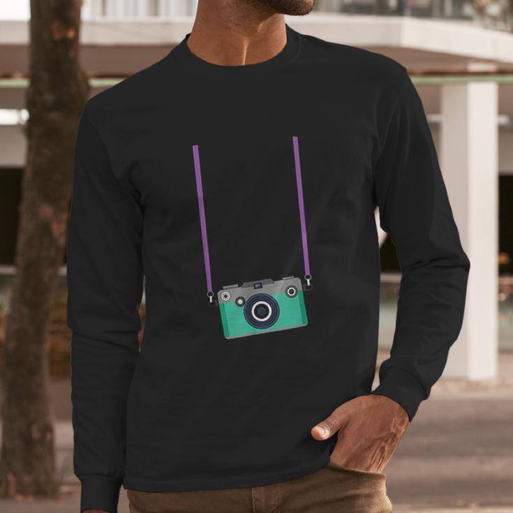 Fake Tourist Camera Graphic Long Sleeve T-Shirt Gifts for Him