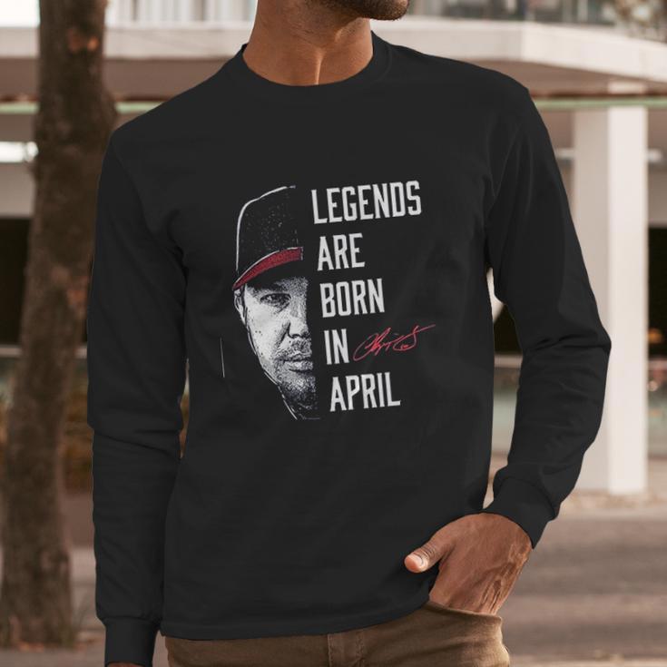 Fanprint Chipper Jones Legends Are Born In April Long Sleeve T-Shirt Gifts for Him