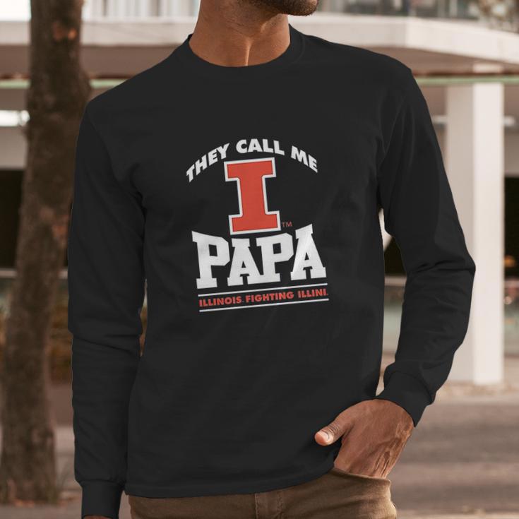 Fanprint Illinois Fighting Illini They Call Me Papa Long Sleeve T-Shirt Gifts for Him