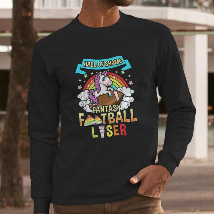 Fantasy Football Loser Last Place Funny Draft Party Unicorn Long Sleeve T-Shirt Gifts for Him