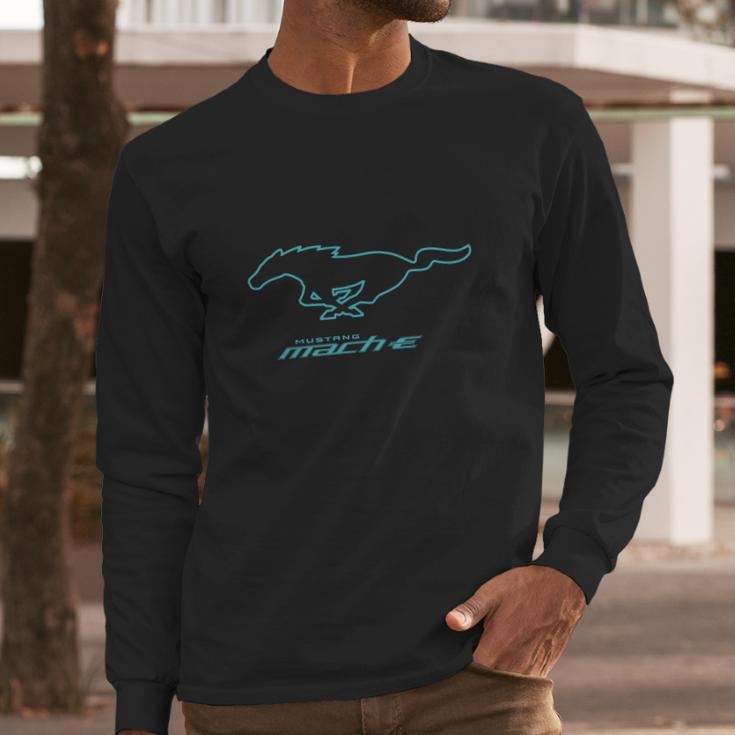 Ford Mustang Mach-E Blue Pony Logo T-Shirt Long Sleeve T-Shirt Gifts for Him