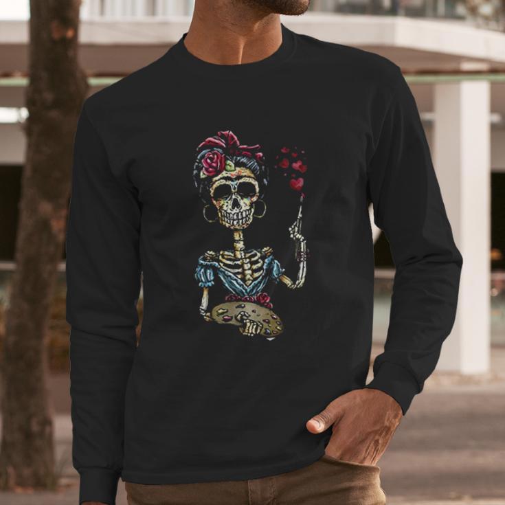 Frida Kahlo Funny Skeleton Long Sleeve T-Shirt Gifts for Him