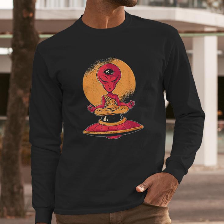 Funny Alien Meditation Monk Long Sleeve T-Shirt Gifts for Him